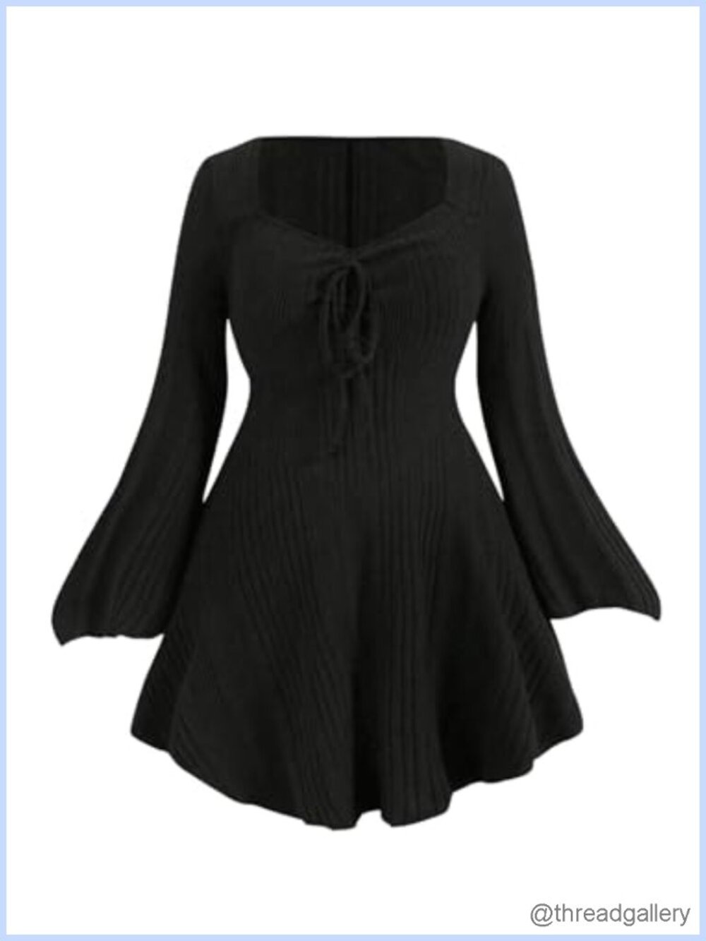 Plus Size Lightweight Bell Sleeve Sweater Dress Corset Short Mini